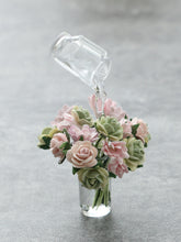 Load image into Gallery viewer, Watering Miniature Roses and other Flowers Frozen Moment - Handmade Miniature Dollhouse Flowers