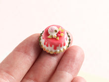 Load image into Gallery viewer, Raspberry Drip Cake with Cream and Macaroon - 12th Scale Handmade Miniature Food