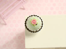 Load image into Gallery viewer, Green Princess Cake with Rose Decoration - Handmade miniature dollhouse food
