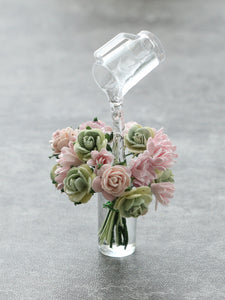 Watering Miniature Roses and other Flowers Frozen Moment - Handmade Miniature Dollhouse Flowers