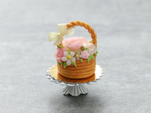 Load image into Gallery viewer, Basket Cake Decorated with Summer Roses and Flowers - Handmade Miniature Food