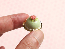 Load image into Gallery viewer, Green Princess Cake with Rose Decoration - Handmade miniature dollhouse food