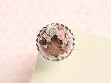 Load image into Gallery viewer, Chocolate Cake Decorated with Pastel Roses - Handmade Miniature Food in 12th Scale for Dollhouses
