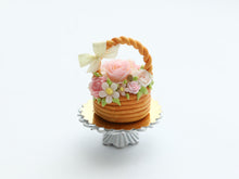 Load image into Gallery viewer, Basket Cake Decorated with Summer Roses and Flowers - Handmade Miniature Food