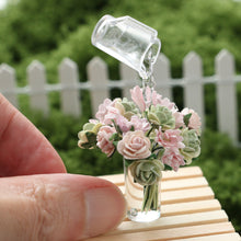 Load image into Gallery viewer, Watering Miniature Roses and other Flowers Frozen Moment - Handmade Miniature Dollhouse Flowers