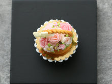 Load image into Gallery viewer, Basket Cake Decorated with Summer Roses and Flowers - Handmade Miniature Food