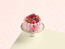 Load image into Gallery viewer, Mixed Berry Summer Fruit Pink Biscuit Charlotte - Handmade 12th Scale Miniature Food