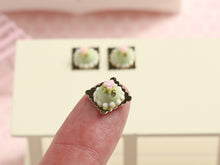 Load image into Gallery viewer, Green Princess Dome Cake with Rose Decoration - Individual Pastry - Handmade miniature dollhouse food