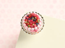 Load image into Gallery viewer, Mixed Berry Summer Fruit Pink Biscuit Charlotte - Handmade 12th Scale Miniature Food