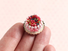Load image into Gallery viewer, Mixed Berry Summer Fruit Pink Biscuit Charlotte - Handmade 12th Scale Miniature Food