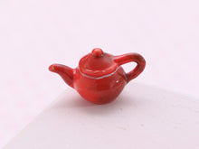 Load image into Gallery viewer, Red Porcelain Teapot - OOAK - Dollhouse Miniature