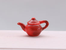 Load image into Gallery viewer, Red Porcelain Teapot - OOAK - Dollhouse Miniature