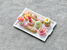 Load image into Gallery viewer, Summer Pink and Floral French Pastries on Tray - Handmade Miniature Food