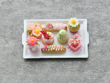 Load image into Gallery viewer, Summer Pink and Floral French Pastries on Tray - Handmade Miniature Food