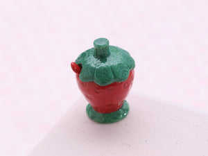 Strawberry Jam Pot with Removable Lid and Spoon - Dollhouse Miniature