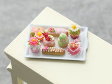 Load image into Gallery viewer, Summer Pink and Floral French Pastries on Tray - Handmade Miniature Food