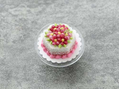 Pink Summer Blossom Cake - OOAK - Handmade Miniature Dollhouse Food