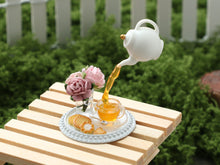 Load image into Gallery viewer, Frozen Moment - Tea, Cookies and Roses - Handmade Miniature Dollhouse Food