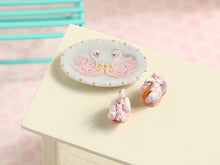 Load image into Gallery viewer, Pair of Pink Pastry Swans on Matching Plate - Handmade miniature food in 12th Scale
