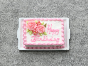 Personalisable Pink Celebration Cake, Birthdays, Weddings, Any Language, Colours  - Handmade Miniature Food