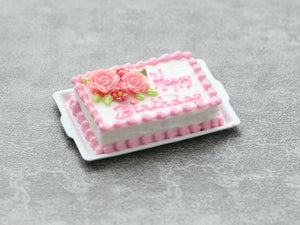 Personalisable Pink Celebration Cake, Birthdays, Weddings, Any Language, Colours  - Handmade Miniature Food