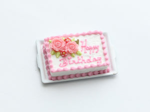 Personalisable Pink Celebration Cake, Birthdays, Weddings, Any Language, Colours  - Handmade Miniature Food