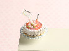 Load image into Gallery viewer, Frozen Moment Pink Rose Cream Cake - Handmade Miniature Food in 12th Scale