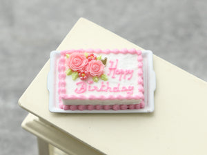 Personalisable Pink Celebration Cake, Birthdays, Weddings, Any Language, Colours  - Handmade Miniature Food