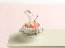 Load image into Gallery viewer, Frozen Moment Pink Rose Cream Cake - Handmade Miniature Food in 12th Scale