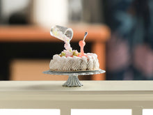 Load image into Gallery viewer, Frozen Moment Pink Rose Cream Cake - Handmade Miniature Food in 12th Scale