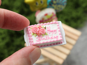 Personalisable Pink Celebration Cake, Birthdays, Weddings, Any Language, Colours  - Handmade Miniature Food