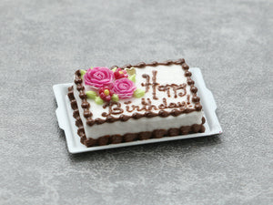 Personalisable Chocolate Celebration Cake, Birthdays, Weddings, Any Language, Colours  - Handmade Miniature Food