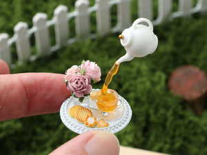 Frozen Moment - Tea, Cookies and Roses - Handmade Miniature Dollhouse Food