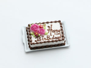 Personalisable Chocolate Celebration Cake, Birthdays, Weddings, Any Language, Colours  - Handmade Miniature Food