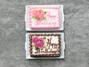 Personalisable Pink Celebration Cake, Birthdays, Weddings, Any Language, Colours  - Handmade Miniature Food