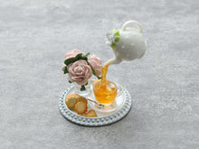 Load image into Gallery viewer, Frozen Moment - Tea, Cookies and Roses - Handmade Miniature Dollhouse Food