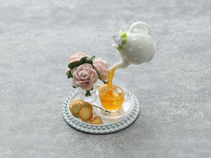 Frozen Moment - Tea, Cookies and Roses - Handmade Miniature Dollhouse Food