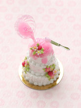 Load image into Gallery viewer, White &quot;Frozen Moment&quot; Raspberry Cake - Handmade Miniature Dollhouse Food