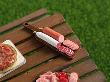 Load image into Gallery viewer, Saucisson Sec et Saucisson Frais on Board - Handmade 12th Scale Dollhouse Miniature Food