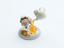 Load image into Gallery viewer, Frozen Moment - Tea, Cookies and Roses - Handmade Miniature Dollhouse Food