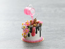 Load image into Gallery viewer, Floral Cascade &quot;Frozen Moment&quot; Drip Cake - Handmade Miniature Dollhouse Food