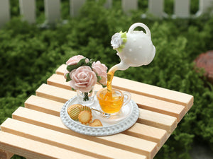 Frozen Moment - Tea, Cookies and Roses - Handmade Miniature Dollhouse Food