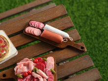 Load image into Gallery viewer, Saucisson Sec et Saucisson Frais on Board - Handmade 12th Scale Dollhouse Miniature Food