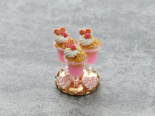 Load image into Gallery viewer, Pink Desserts with Cream &amp; Raspberries - Handmade Miniature Dollhouse Food