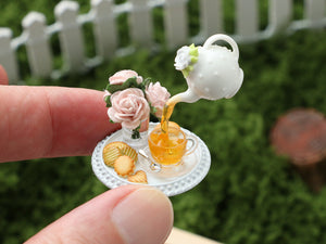 Frozen Moment - Tea, Cookies and Roses - Handmade Miniature Dollhouse Food