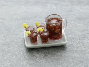 Tray of Refreshing Cola with Lemon Slices - Summer Drinks - Handmade Miniature Dollhouse Food