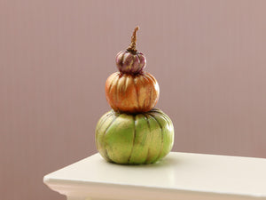 Pumpkin Display in Purple, Orange, Green - Handmade miniature decoration