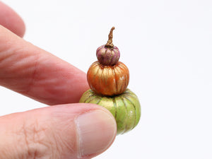 Pumpkin Display in Purple, Orange, Green - Handmade miniature decoration