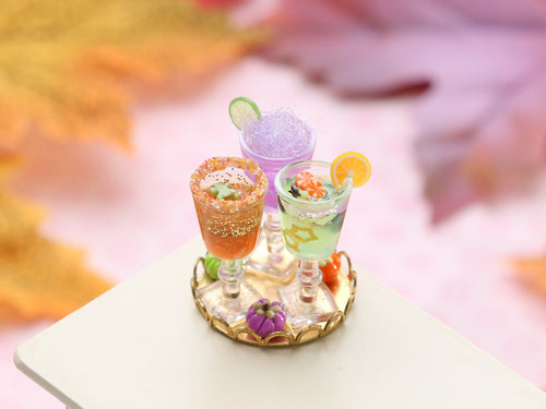 Autumn and Halloween Cocktail Tray - Handmade Miniature Dollhouse Food