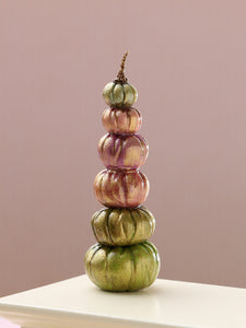 Tall 6 Pumpkin Tower in Orange, Purple Green - Handmade miniature food